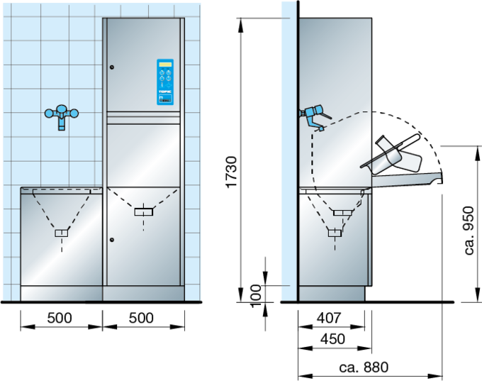 Bedpan washer TOPIC measurements